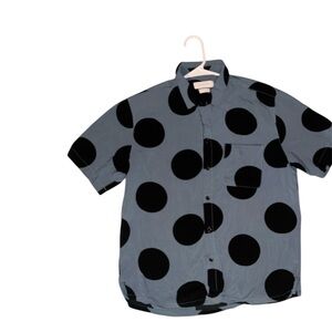 Men's Blue and Black Polka Dot Shirt